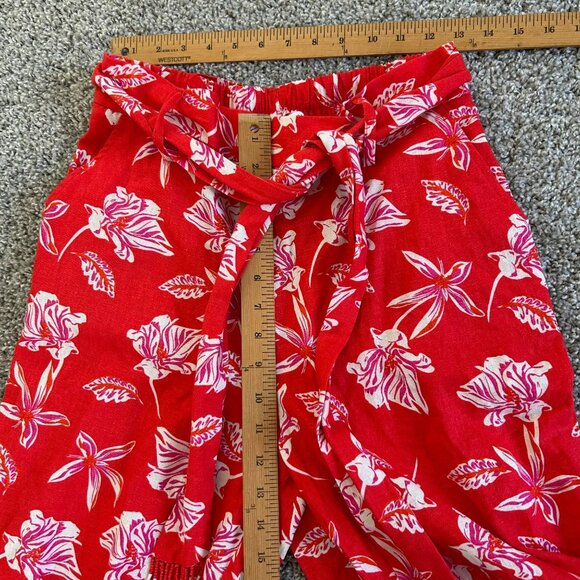 Maison D' Amelie Womens Sz M BeadedFloral Linen Blend Cropped Wide Leg Pant - Picture 7 of 11